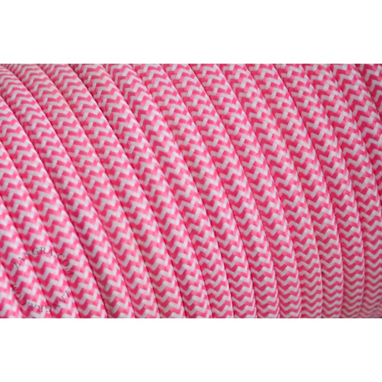 ZANGRA Kabel tekstylny Biało-różowy 2m