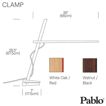 PABLO DESING lampa biurkowa/nocna z klipsem jasny dąb CLAMP