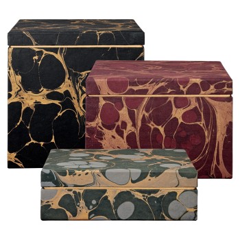 NUBILA zestaw 3szt. kartonowych pudełek do przechowywania z czerpanego papieru w marmurowy deseń